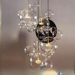 HEIKESZ Nordic Creative Post Modern Art Magic Bean Bubble Lamp Mickey Glass Chandelier for Living Room Bedroom Dining LED Lighting
