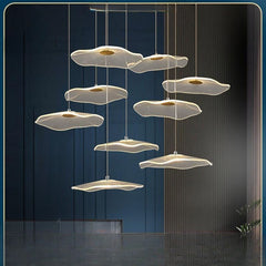 HEIKESZ Modern Minimalist Long Chandelier for Hollow Stairs Nordic LED Drop Light Atmospheric Living Room Dining Kitchen Bedroom Pendant