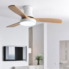 HEIKESZ Nordic Solid Wood Fan Lamp Large Wind Ceiling Fan for Dining Room Living Room Simple Mute Design