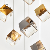 HEIKESZ Loft Staircase Long Chandelier Empty Creative Crystal Glass Cube Ice Modern Restaurant Bar Chandelier