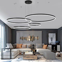 HEIKESZ Modern Minimalist Round Chandelier LED Ceiling Light for Living Room Bedroom Dining Room Nordic Warm Lighting