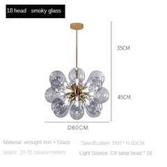 HEIKESZ Modern Minimalist Chandelier Creative Personality Art Nordic Balloon Bubble Glass Lamp for Bedroom Restaurant Princess Room
