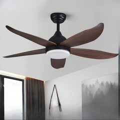 HEIKESZ Modern Minimalist Wood Grain Ceiling Fan With Remote Control 46 54 Inch Five Leaf Fan Light For Dining Living Room