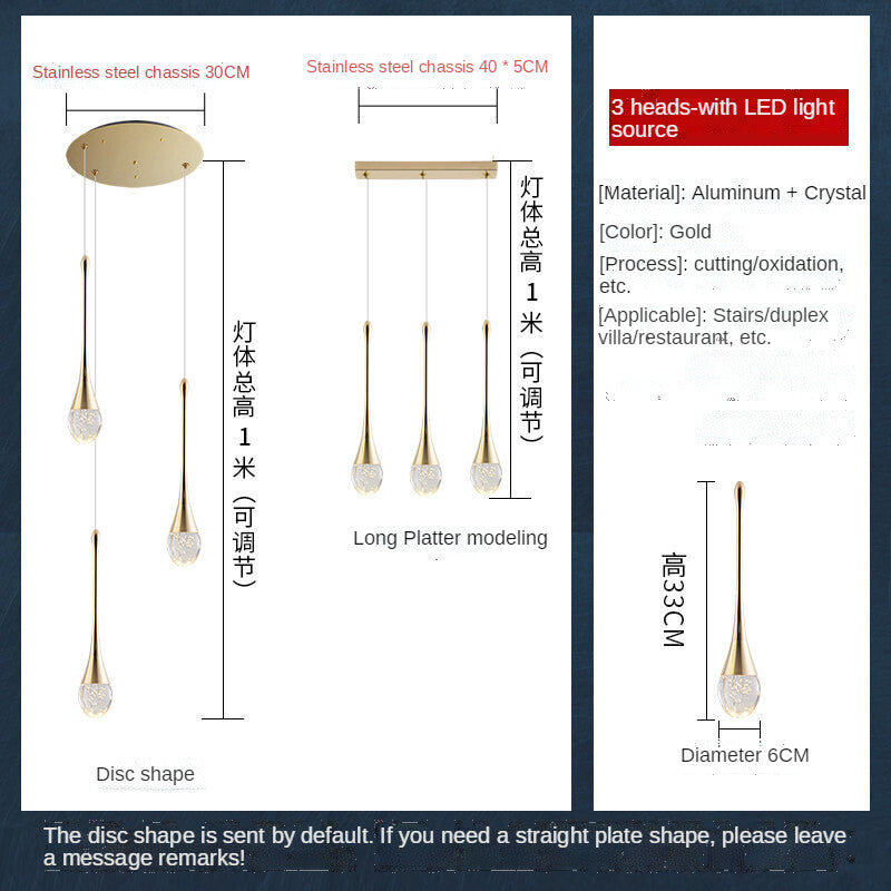 HEIKESZ Modern Minimalist Staircase Chandelier Creative Crystal Design for Duplex Villa Restaurant Living Room Bedroom Ceiling Lighting