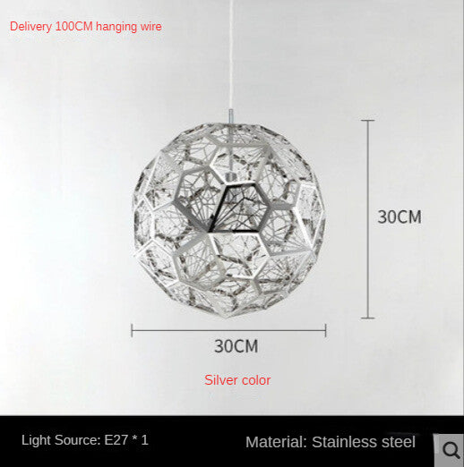 HEIKESZ Post-Modern Nordic Art Geometric Stainless Steel Round Diamond Ball Pendant Lamp Creative Chandelier for Living Room Bedroom Bar Restaurant Lighting