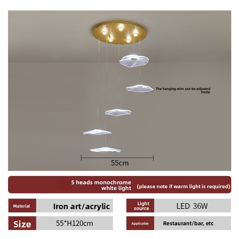 HEIKESZ Modern Danish Chandelier Simple Empty Lotus Leaf LED Lighting for Restaurant Living Room Dining Bar Nordic Ceiling Fixture