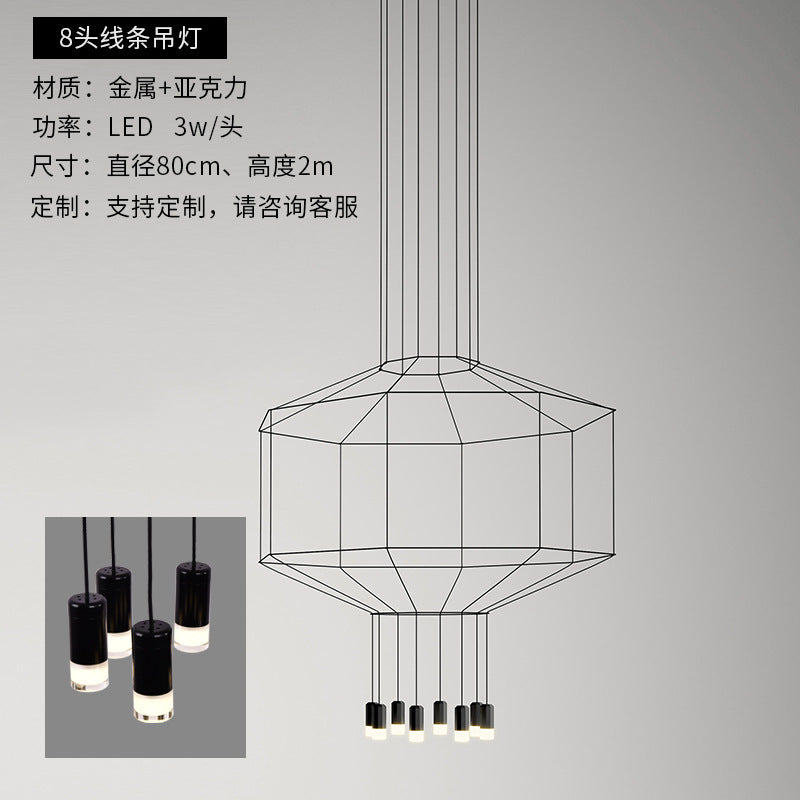 HEIKESZ Nordic Long Line Chandelier for Hotel Lobby Living Room Staircase Villa High Rise Duplex Modern Lighting Decor