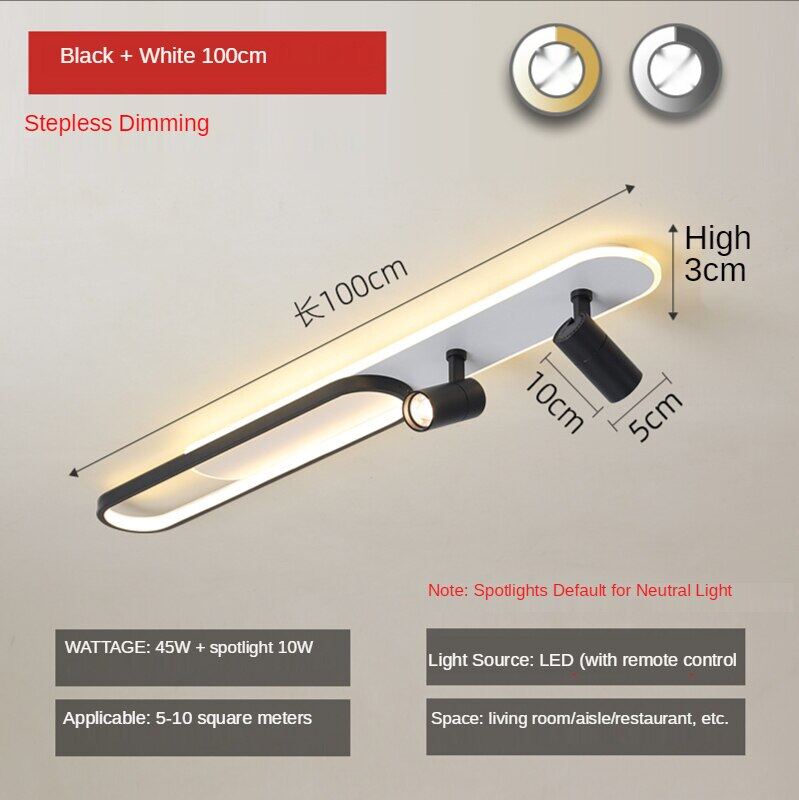 HEIKESZ Modern LED Ceiling Light Strip for Bedroom Living Room Creative Open-Mounted Downlight Hanging Chandelier Energy Saving Bright Lighting