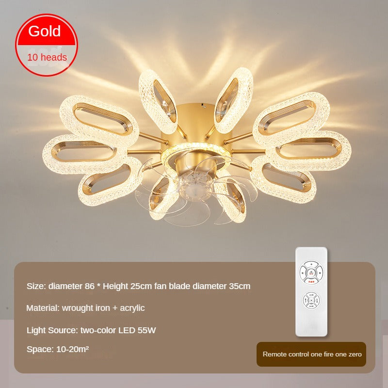 HEIKESZ Nordic Ceiling Fan with LED Lights Modern Minimalist Bedroom Dining Room Study Lamp Integrated Fan Style Ceiling Light