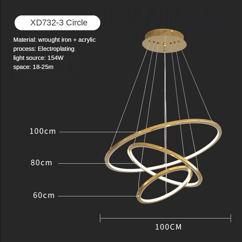HEIKESZ LED Circle Chandelier Modern Minimalist Creative Lighting for Living Room Dining Room Bar Stair Light Warm Room Lamps Ceiling Fixture