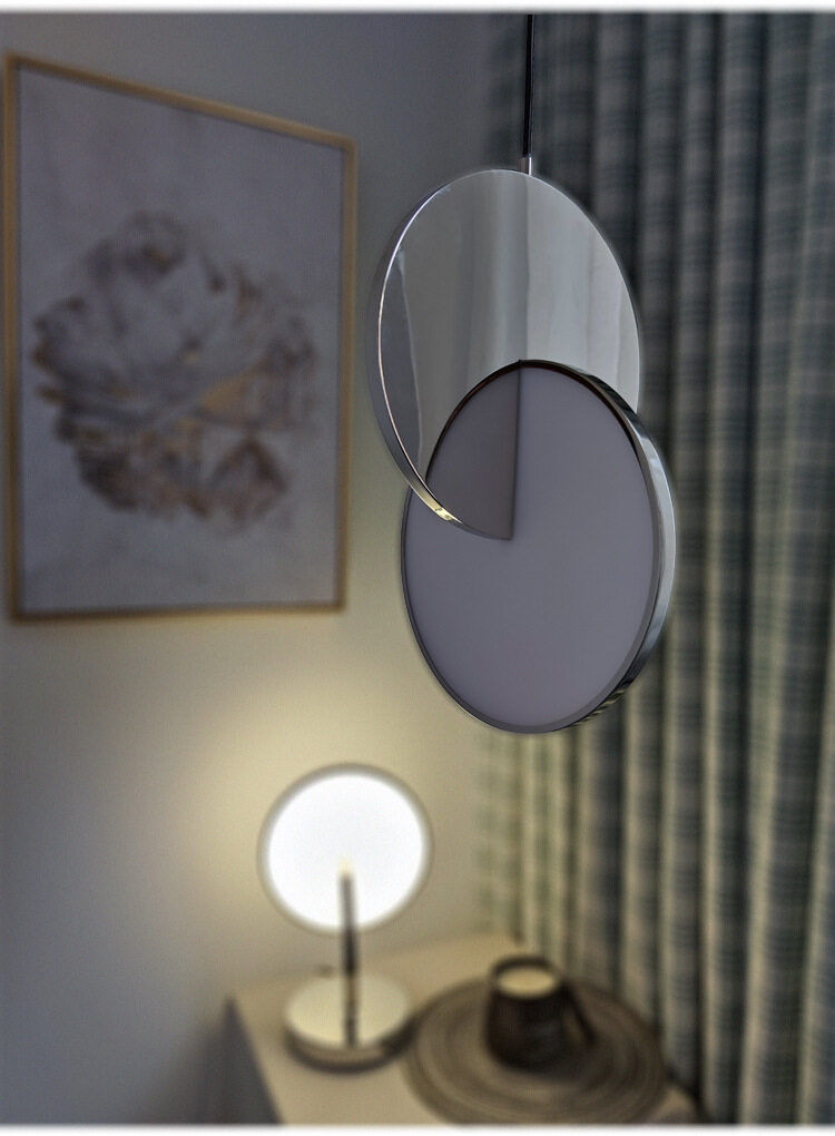 HEIKESZ Nordic Eclipse Single-Head Droplight Stainless Steel Modern Bedroom Light Luxury Restaurant Bar Creative Designer Lighting