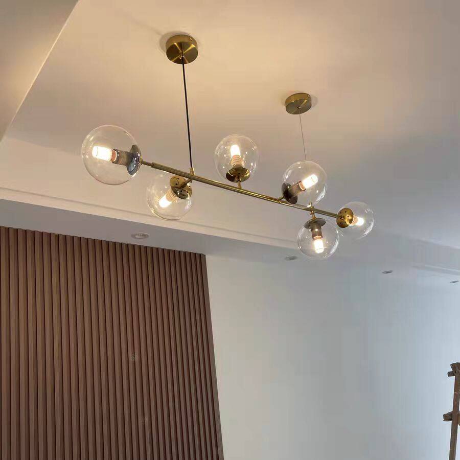 HEIKESZ Modern Minimalist Iron 6-Head Ceiling Lamp for Restaurant Bar Living Room LED Lighting Hanging Chandelier