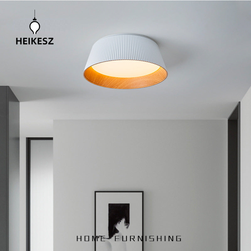 HEIKESZ Minimalist Ceiling Lamp Wood Grain Design High Profile Bedroom Study Dining Room Lighting