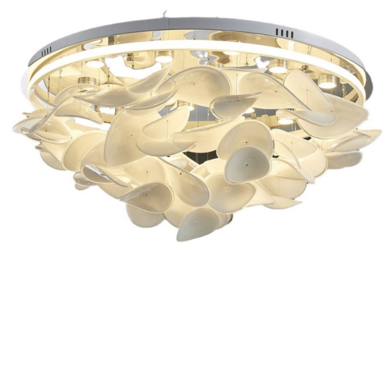 HEIKESZ Nordic Ceiling Lamp Modern Cream French Living Room Bedroom Light Creative Lotus Leaf Designer Dining Room Lamp