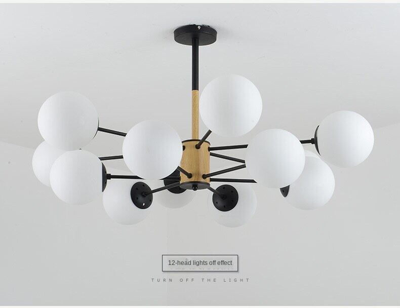 HEIKESZ Nordic Magic Bean Chandelier Post Modern Glass LED Ceiling Light for Living Room Bedroom Restaurant Creative Wrought Iron Lighting