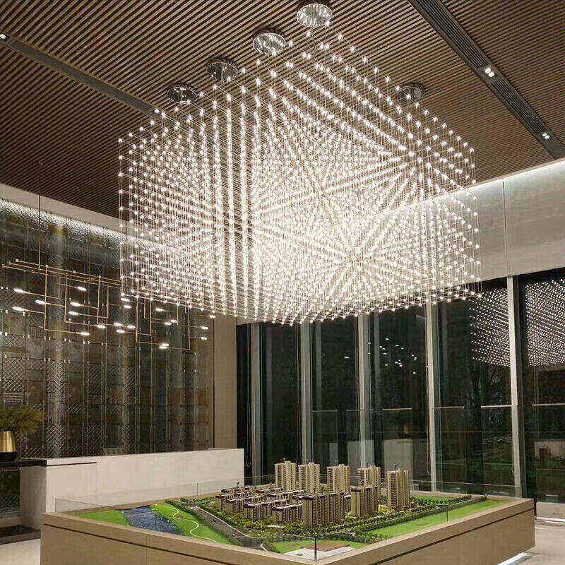 HEIKESZ Starry Cubic Chandelier Luxury Large Light Cube for Living Room Hotel Lobby Restaurant Custom Lighting Sky Lamp Starry Sky Design
