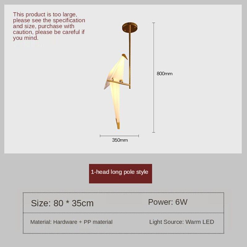 HEIKESZ Nordic Origami Bird Chandelier Modern Minimalist Artistic Hanging Lamp for Living Room Bedroom Ceiling Light