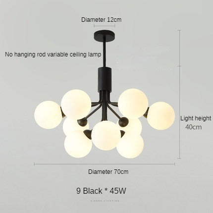 HEIKESZ Nordic Modern Minimalist Ceiling Lamp Dual-Use Living Room Bedroom Creative Bean Chandelier Internet Celebrity Lighting