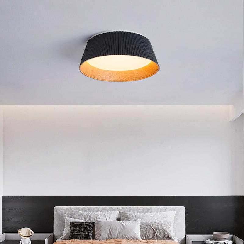 HEIKESZ Minimalist Ceiling Lamp Wood Grain Design High Profile Bedroom Study Dining Room Lighting