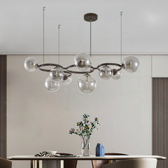 HEIKESZ Nordic Chandelier Lamp in the Living Room Modern Magic Bean Glass Ball Master Bedroom Dining Room Chandelier Smoky Gray Second Bedroom Study New Lamp