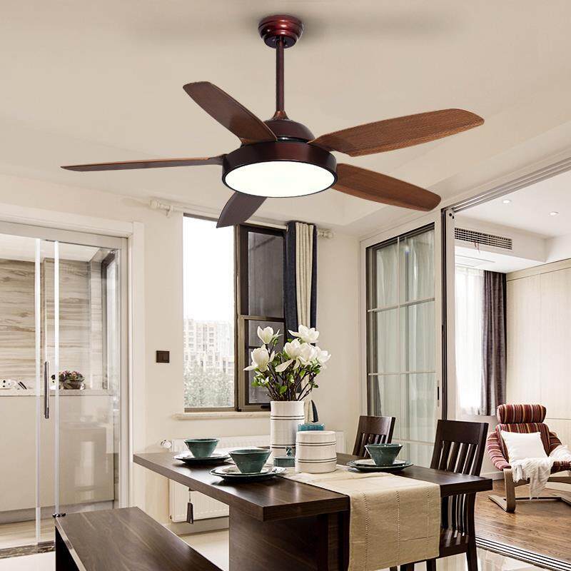HEIKESZ Modern American Ceiling Fan Lights for Living Room Bedroom Study Restaurant Energy Saving Quiet Fan Style Lamp