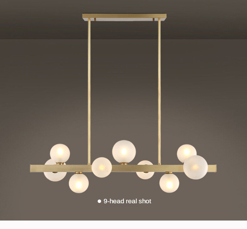 HEIKESZ Modern Luxury All-Copper Chandelier Nordic LED Dining Light for Restaurant Coffee Shop Bar Ceiling Lighting