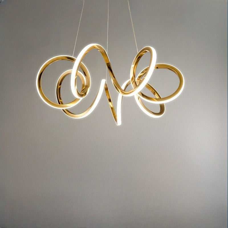 HEIKESZ Spring Ring Chandelier Modern Luxury Stainless Steel Art Light for Living Room Bedroom Dining High End Designer