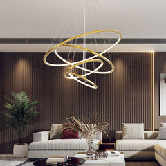 HEIKESZ LED Circle Chandelier Modern Minimalist Toroidal Design for Living Room Dining Room Bar Stair Light Duplex Building Warm Room Lamps244