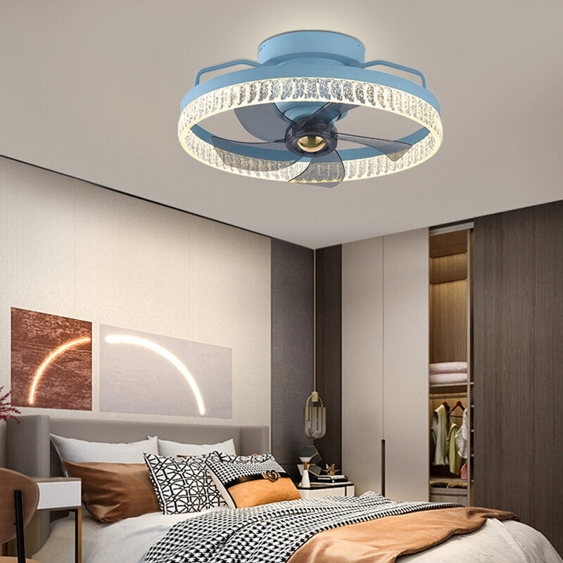 HEIKESZ Electric Fan Chandelier LED Drop Lights Modern Ceiling Fan with Mute Function Nordic Design for Dining Room and Home