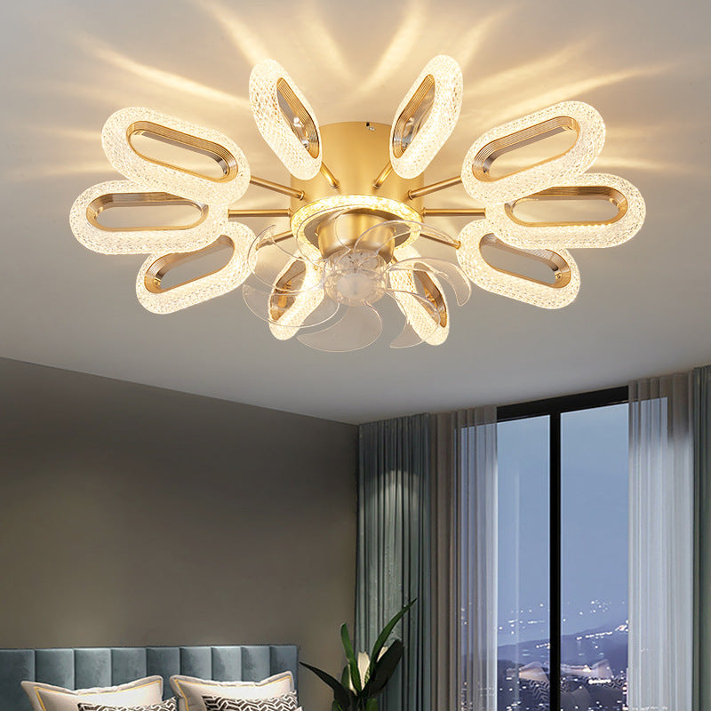 HEIKESZ Nordic Ceiling Fan with LED Lights Modern Minimalist Bedroom Dining Room Study Lamp Integrated Fan Style Ceiling Light
