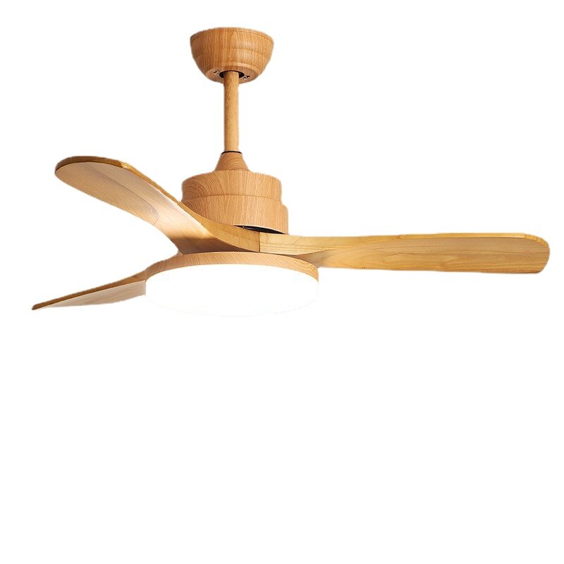 HEIKESZ Modern Nordic Style 32 to 60 Inch Solid Wood Ceiling Fan with LED Light and Remote Control for Home Office