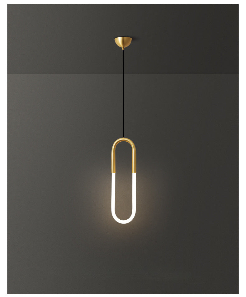 HEIKESZ All Copper Bedside Pendant Lamp Nordic Long Line Lamp Modern Simple Light Luxury Creative Minimalist Bedroom Small Droplight for Living Room Decor