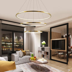 HEIKESZ Modern Ring Chandelier LED Light Minimalist Creative Stainless Steel Line Lamp Nordic Design for Living Room Bedroom Kitchen