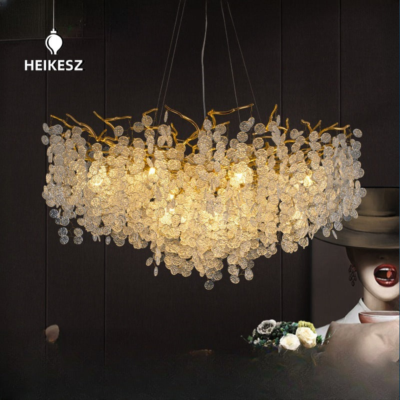 HEIKESZ Crystal Pendant Lamp Modern Living Room Chandelier Designer Money Tree Branch Light French Style Luxury Lighting