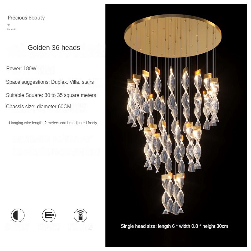 HEIKESZ Modern Minimalist LED Chandelier for Living Room Dining Kitchen Bedroom Luxury Nordic Design Long Pendant Light