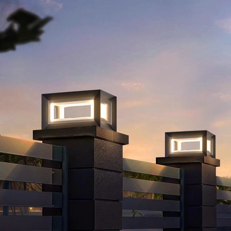 HEIKESZ Solar Pillar Lamp Waterproof Outdoor Lighting for Garden Courtyard Gate Villa Door Wall Decoration