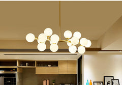 HEIKESZ Post-Modern Nordic LED Iron Droplight Creative Magic Bean Lamp Cool Glass Ball Chandelier for Living Room Bedroom Ceiling Lighting