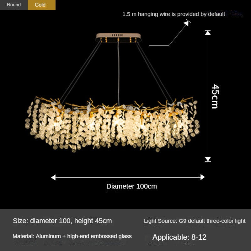 HEIKESZ Nordic Modern Glass Chandelier Luxury Villa Dining Room Bedroom Lamp French Crystal Rod-Type Lighting