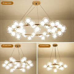 HEIKESZ Nordic Modern Minimalist Magic Bean Glass Bubble Ball Chandelier Warm Lighting for Living Room Bedroom Dining Room Ceiling Lamps