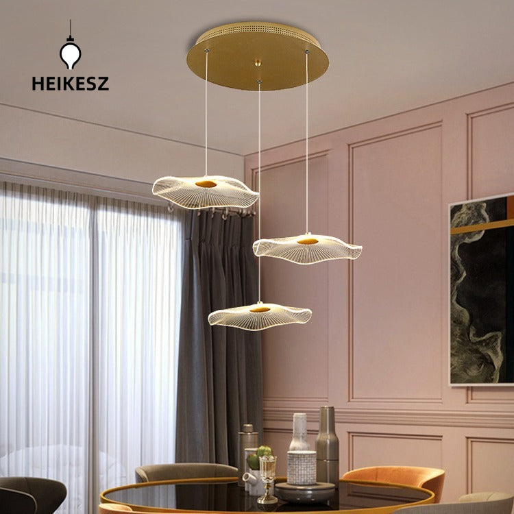 HEIKESZ Modern Danish Chandelier Simple Empty Lotus Leaf LED Lighting for Restaurant Living Room Dining Bar Nordic Ceiling Fixture