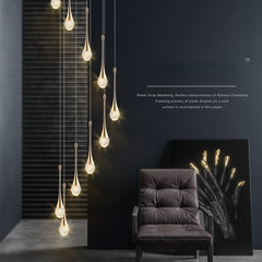 HEIKESZ Modern Minimalist Staircase Chandelier Creative Crystal Design for Duplex Villa Restaurant Living Room Bedroom Ceiling Lighting