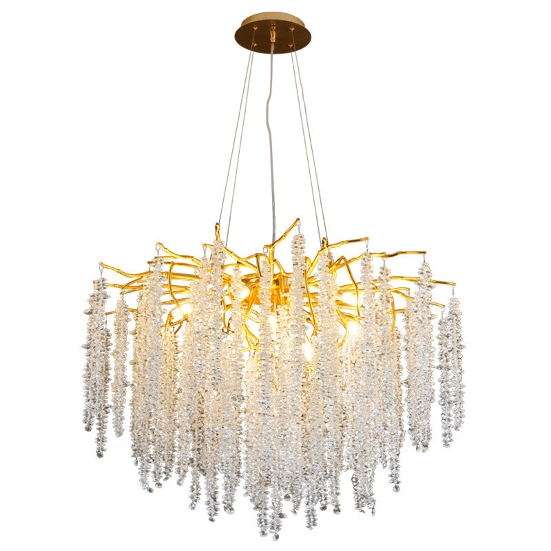 HEIKESZ Italian Crystal Chandelier Luxury High-End Designer Villa Living Room Bedroom Dining Rod-Type Light
