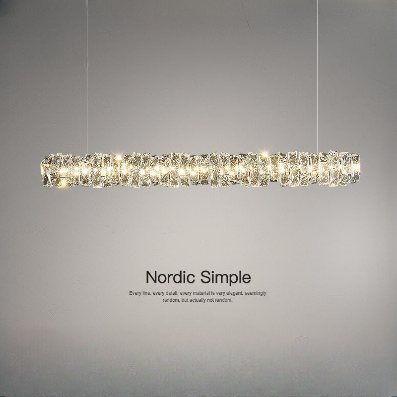 HEIKESZ Italian Minimalist Crystal Chandelier Modern LED Pendant Light Luxury Dining Room Ceiling Lamp Nordic Design for Restaurant Bar Living Bedroom