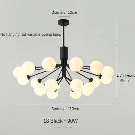 HEIKESZ Nordic Modern Minimalist Ceiling Lamp Dual-Use Living Room Bedroom Creative Bean Chandelier Internet Celebrity Lighting