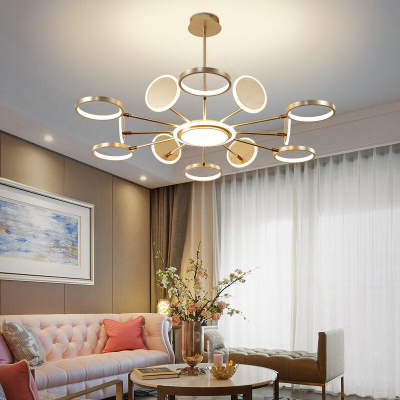 HEIKESZ Nordic Modern Chandelier Luxury Living Room Light Creative Molecular Round Ceiling Lamp for Bedroom Dining Room Restaurant