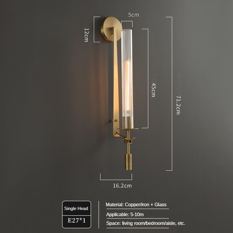 HEIKESZ Post-Modern Copper Wall Lamp Luxury Designer Light for Living Room Bedroom Entrance Modern Classical Bulb Fixture