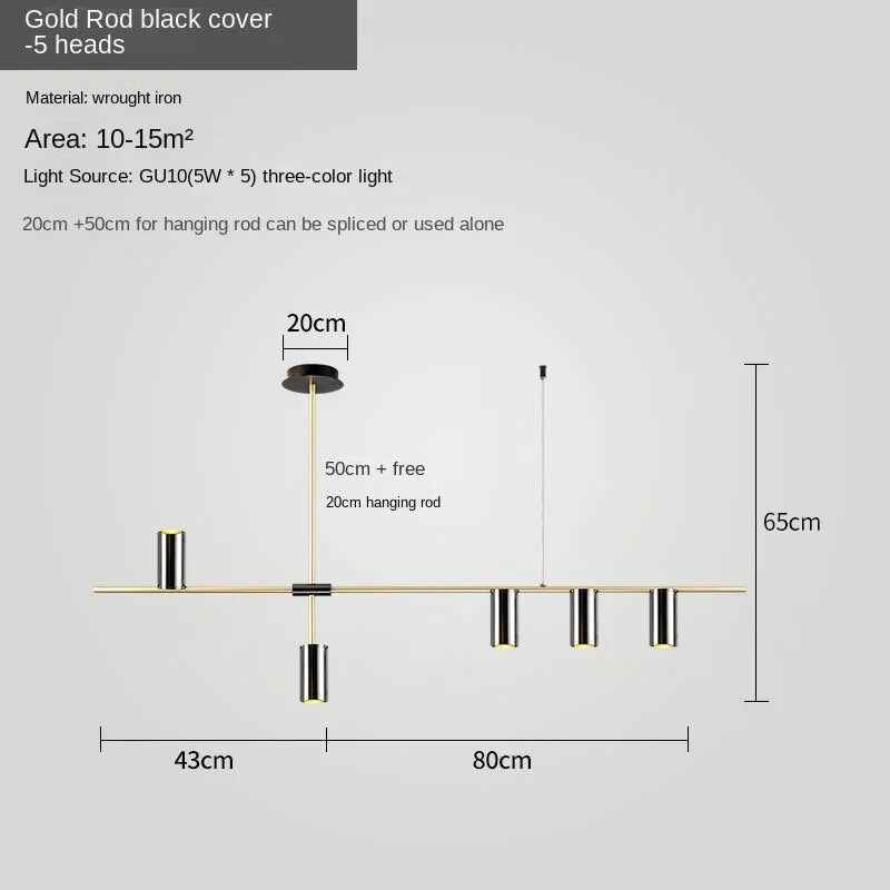 HEIKESZ Modern Minimalist One-Word Strip Chandelier for Dining Room Living Room Creative Lighting