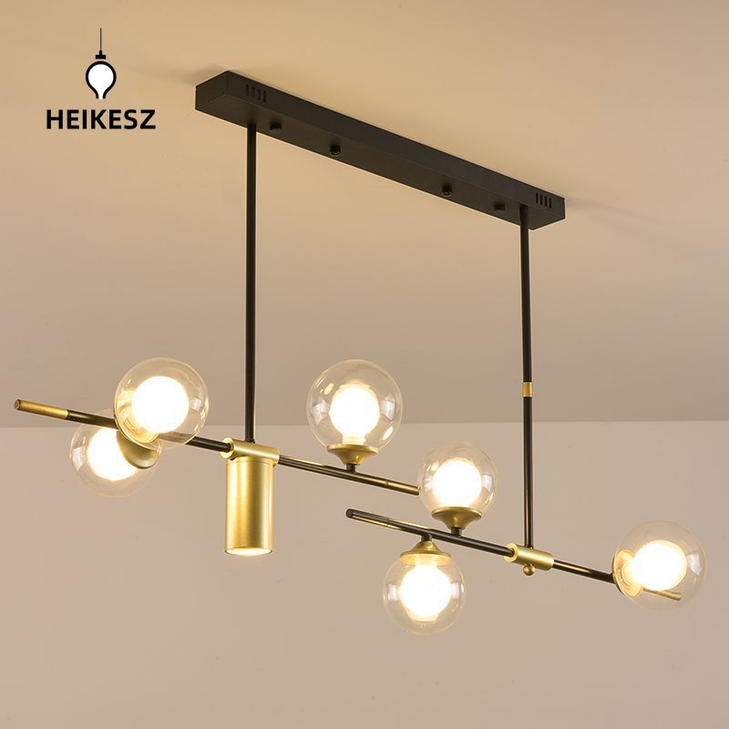 HEIKESZ Nordic Glass Ball Chandelier Post-Modern Art LED Magic Bean Molecular Light Fixture for Ceiling Dining Room