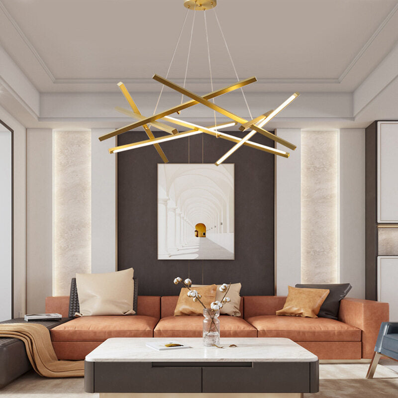 HEIKESZ Post-Modern Golden Chandelier Simple Creative Personality LED Ceiling Light for Living Room Bedroom Dining Room Luxury Lighting