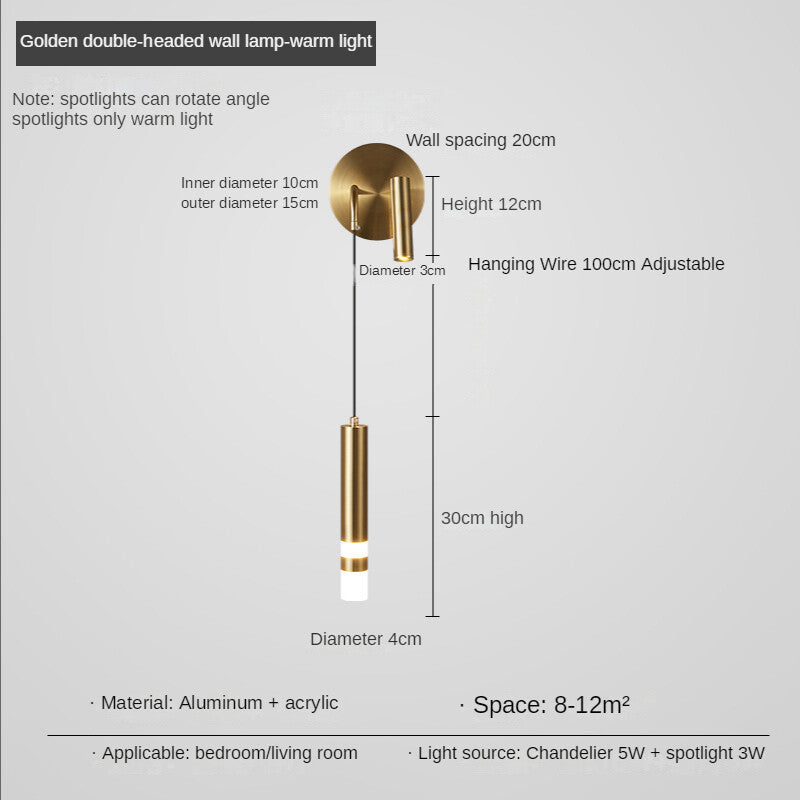 HEIKESZ Modern Minimalist Bedside Wall Lamp Nordic Creative Reading Light Warm Room Lamps for Bedroom Living Room Lighting Ceiling Chandelier